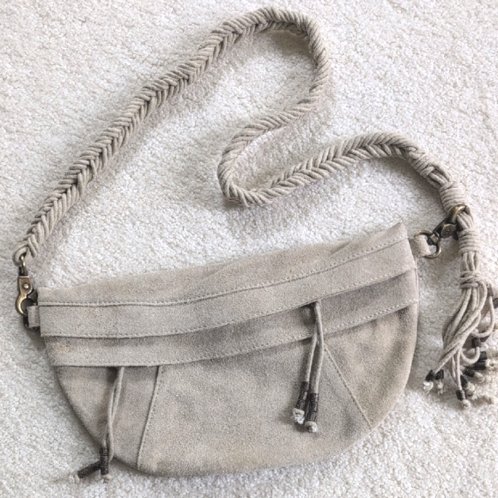 Free People Sweet Talker Suede Sling / Crossbody Bag in Bone, NWOT